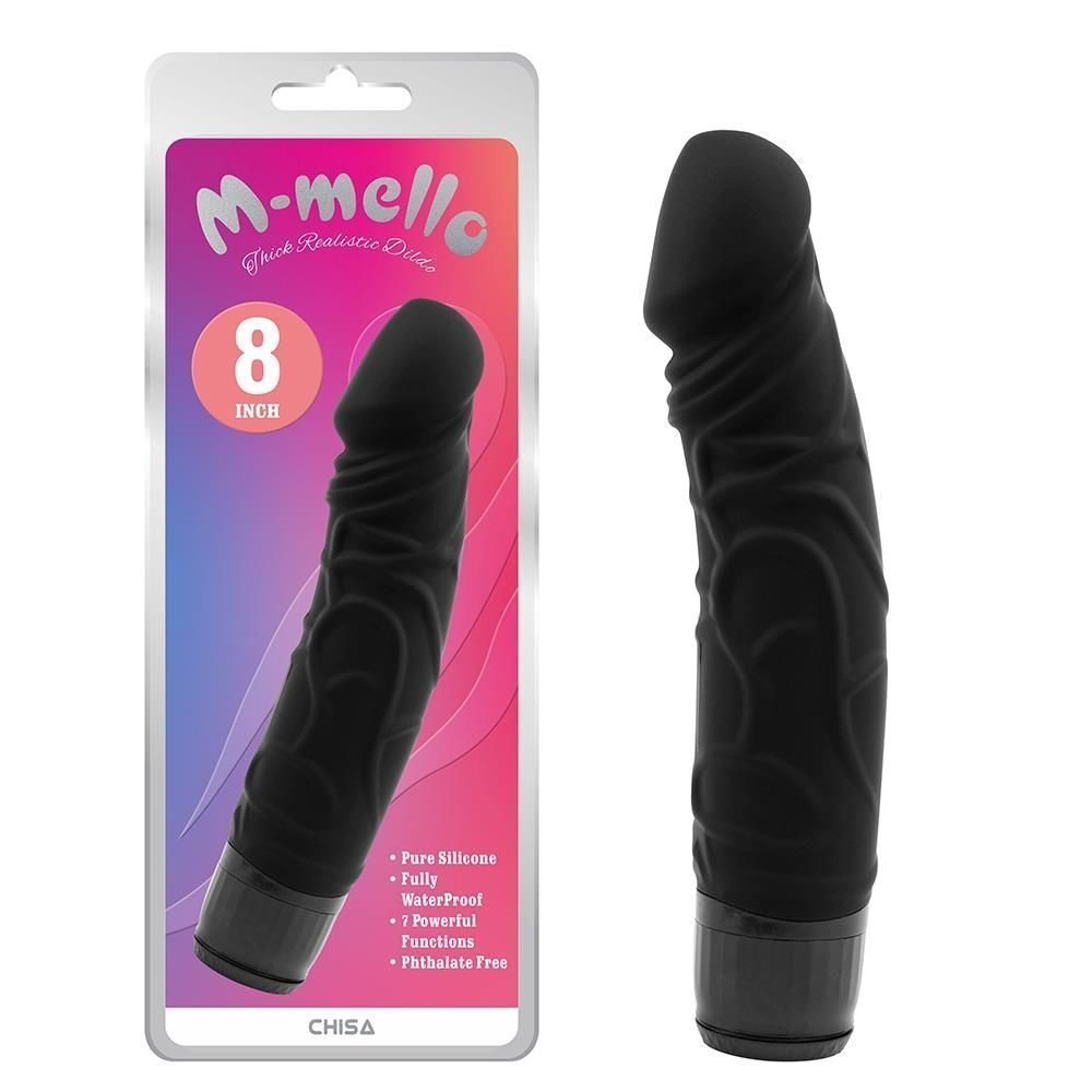 Вибратор M-Mello Thick Realistic Dildo 8", 20 см (черный)