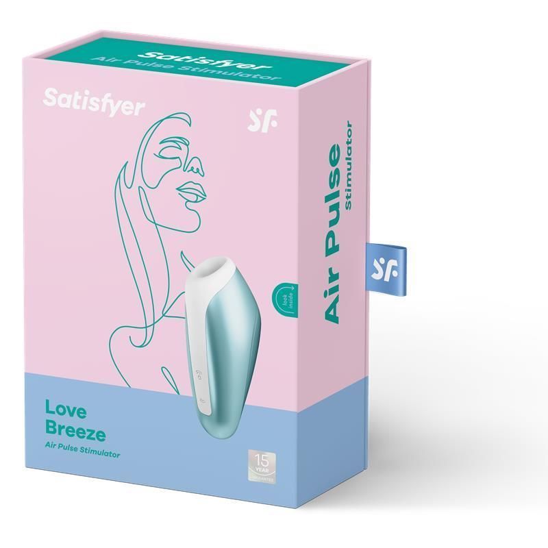 Вакуумный стимулятор клитора с вибрацией Satisfyer Love Breeze (голубой)