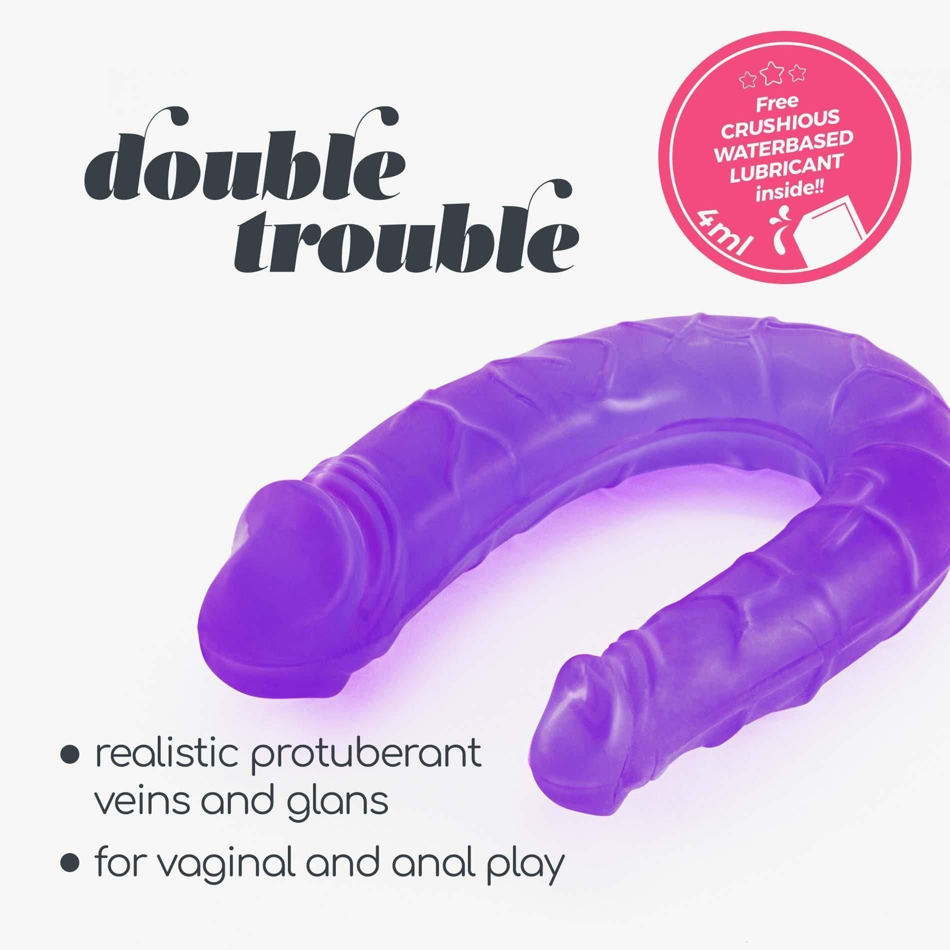 Двухсторонний фаллоимитатор Crushious Double Trouble, 27 см (фиолетовый)