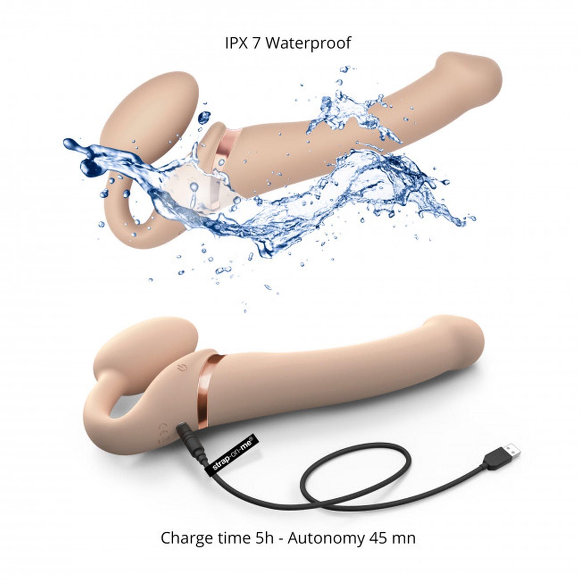 Страпон с вибрацией Strap-On-Me Vibrating Flesh L, 19 см (телесный)