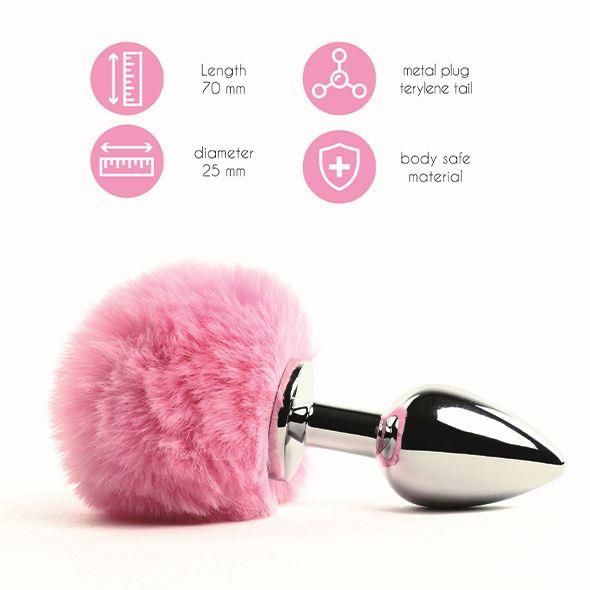 Анальна пробка FeelzToys Bunny Tails, 7х2.5 см (рожевий)