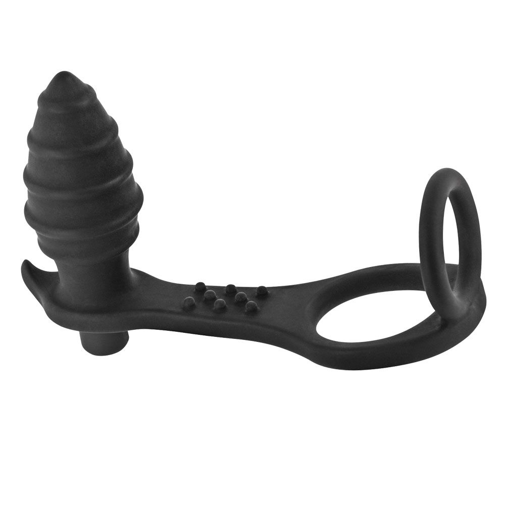 BlueJunker Cockring Anal Plug - Pierścień erekcyjny, Czarny, 16 cm
