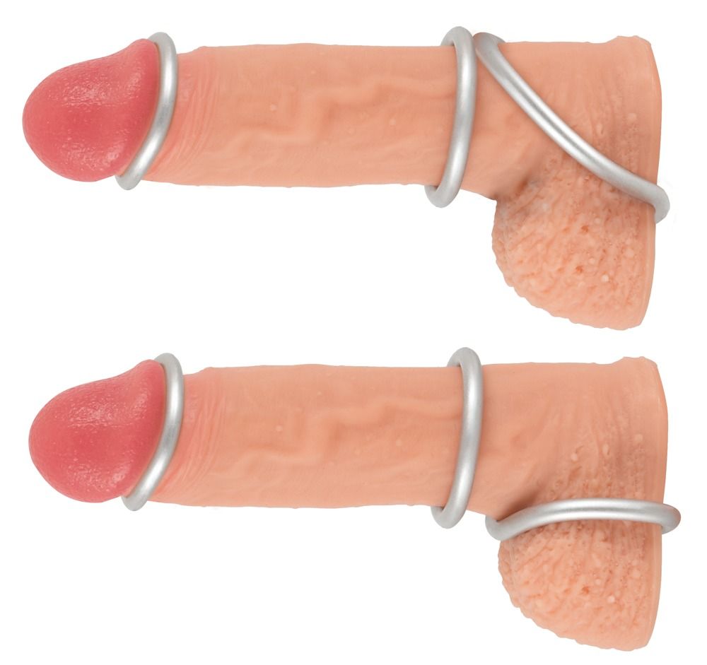 Набір ерекційних кілець Metallic Cock Ring Set, 3 шт (сріблястий)