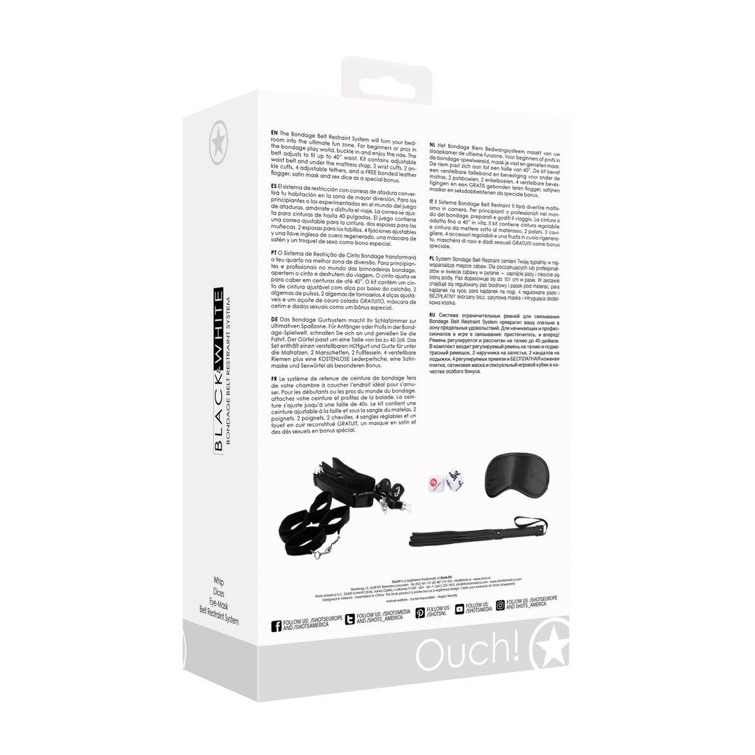 BDSM набір Ouch! Bondage Belt Restraint System (чорний)
