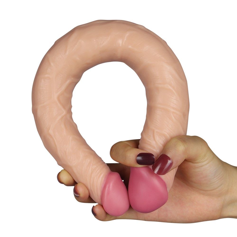 Двухсторонний фаллоимитатор LoveToy King Size Ladykiller, 36,5 см (телесный)