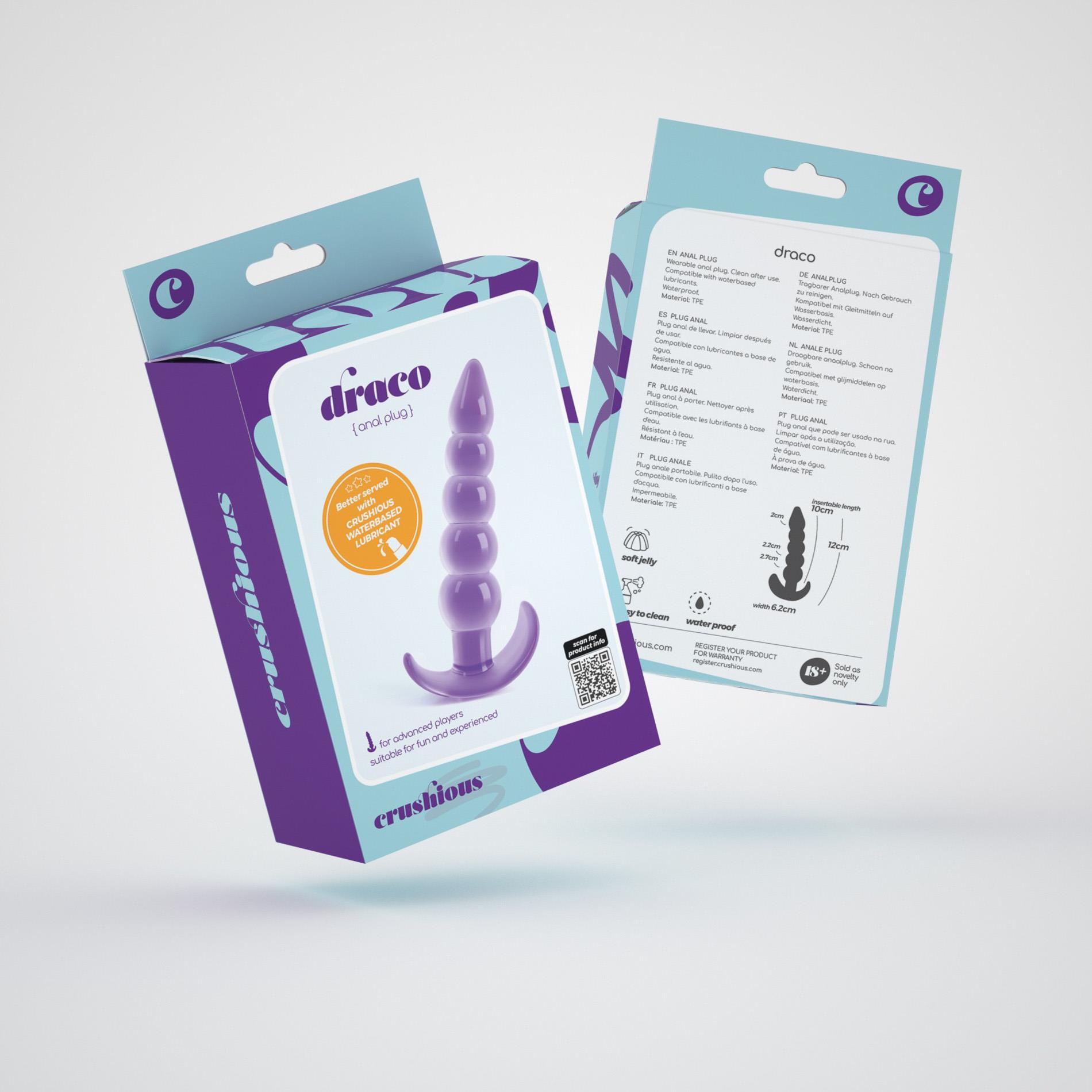 Korek analny Crushious Draco, 12 cm (fioletowy)