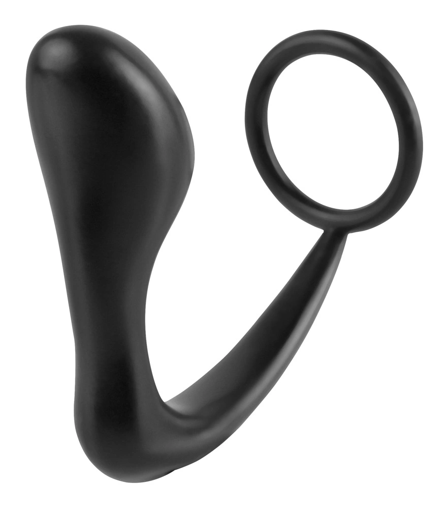 Ерекційне кільце з анальною пробкою Pipedream Ass-Gasm Cockring Plug, 10 cm (чорний)