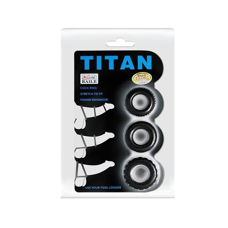 Ерекційні кільця Titan Cock Ring Set, 3 шт (чорний)