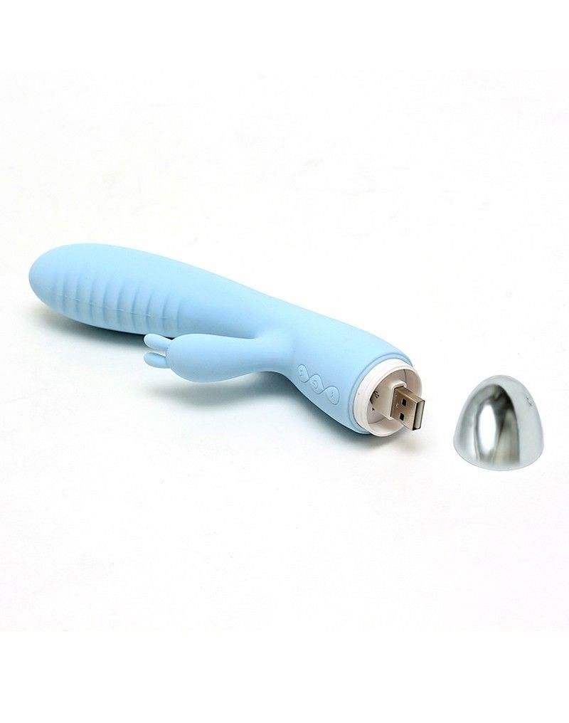 Wibrator królik Leten Faye 2, 19 cm (niebieski)