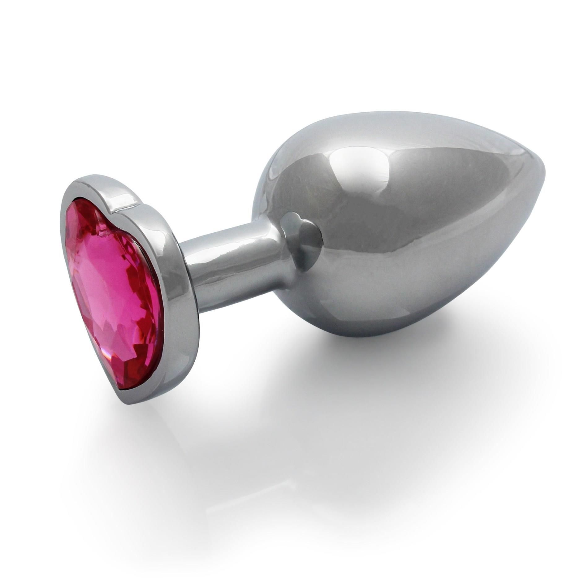Korek analny Ouch! Heart Gem Butt Plug Medium, 8 cm (srebrny)