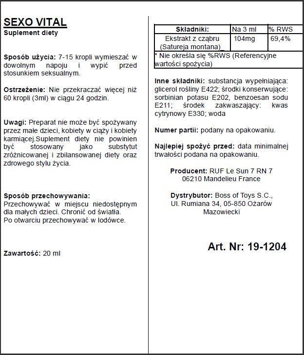 Возбуждающие капли Ruf Aphrodict SexoVital, 20 мл