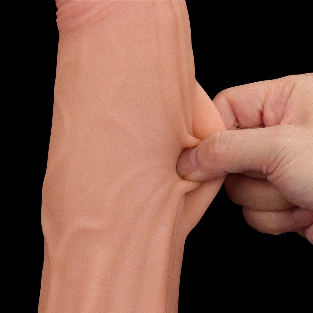 Фалоімітатор LoveToy Sliding-Skin Dual Layer Dong King Sized, 31 см (тілесний)