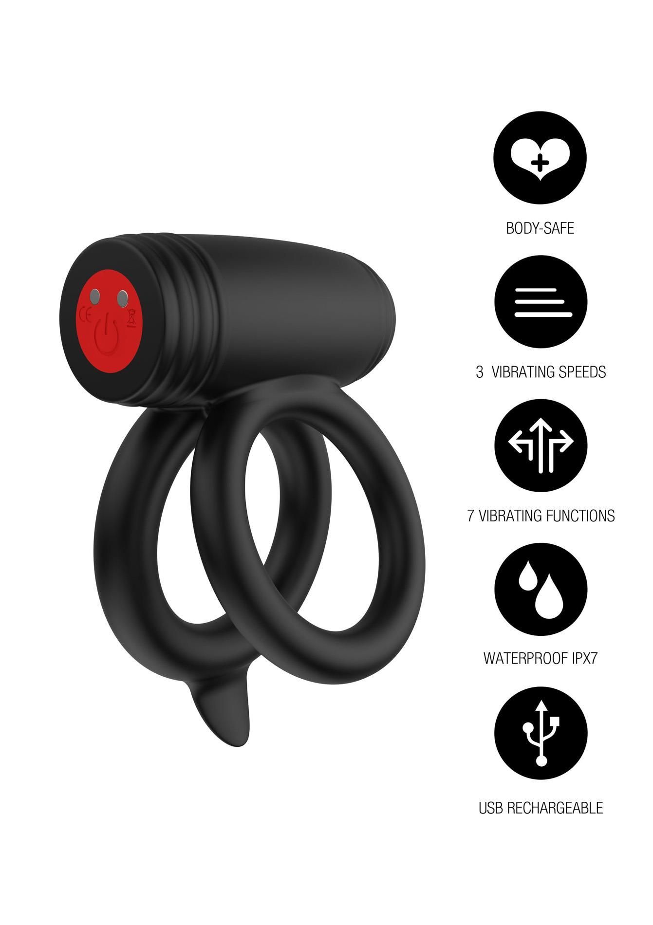 Эрекционное кольцо Hidden Desire Elite Power Twin, 9 см (черный)