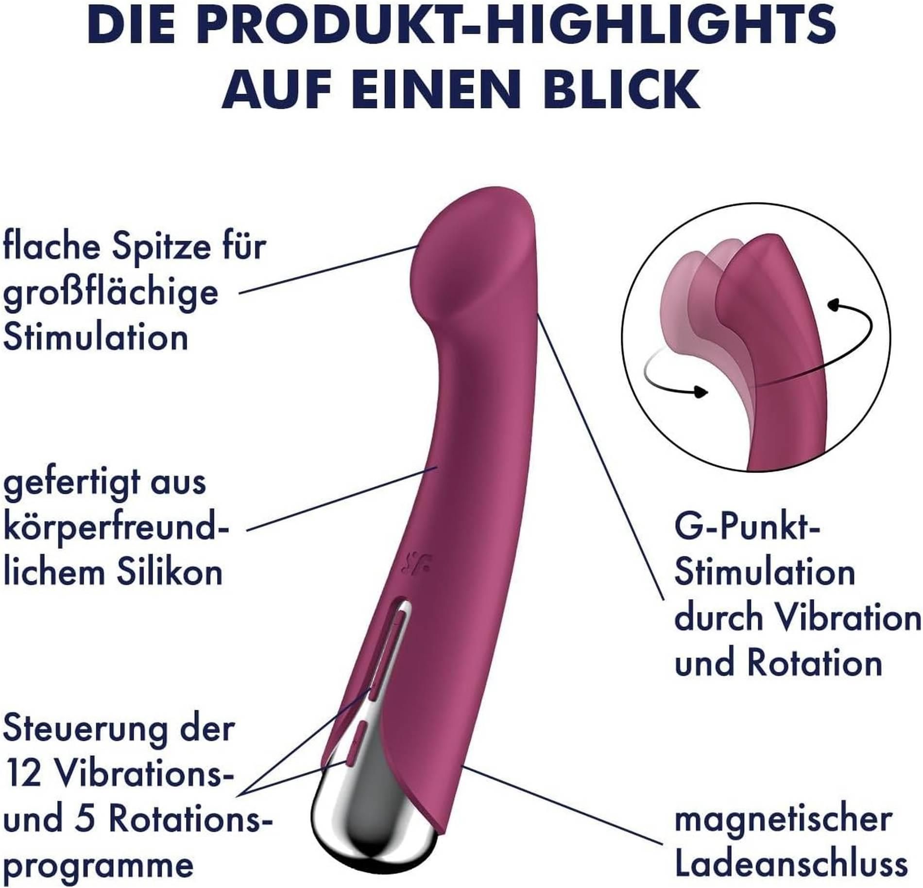 Вібратор Satisfyer Spinning G-Spot 1, 16,5 см (бордовий)
