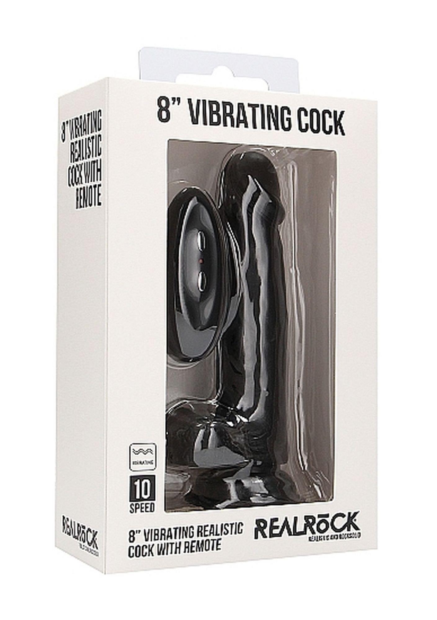Вибратор RealRock Cock 8", 20 см (черный)