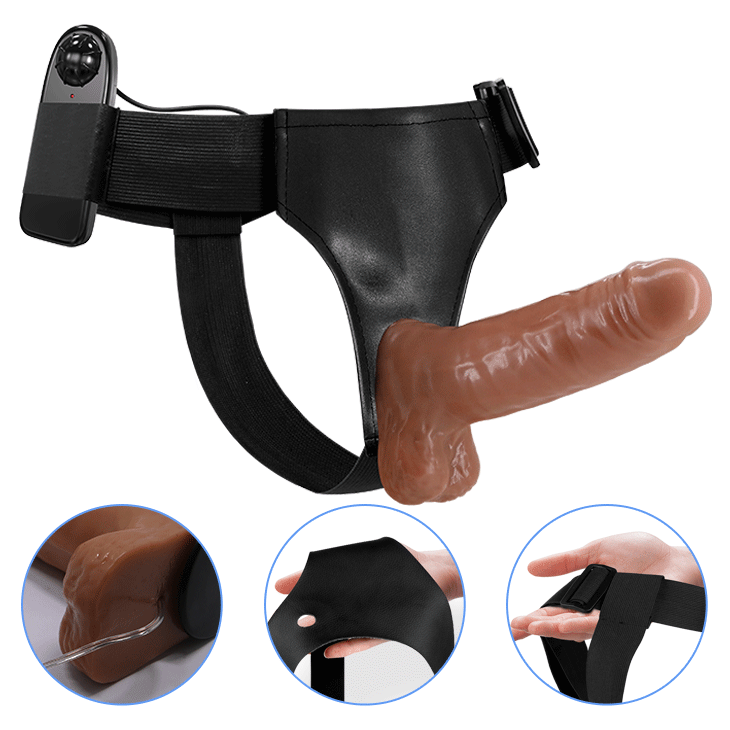 Страпон с вибрацией Baile Ultra Passionate Harness, 16 см (коричневый)