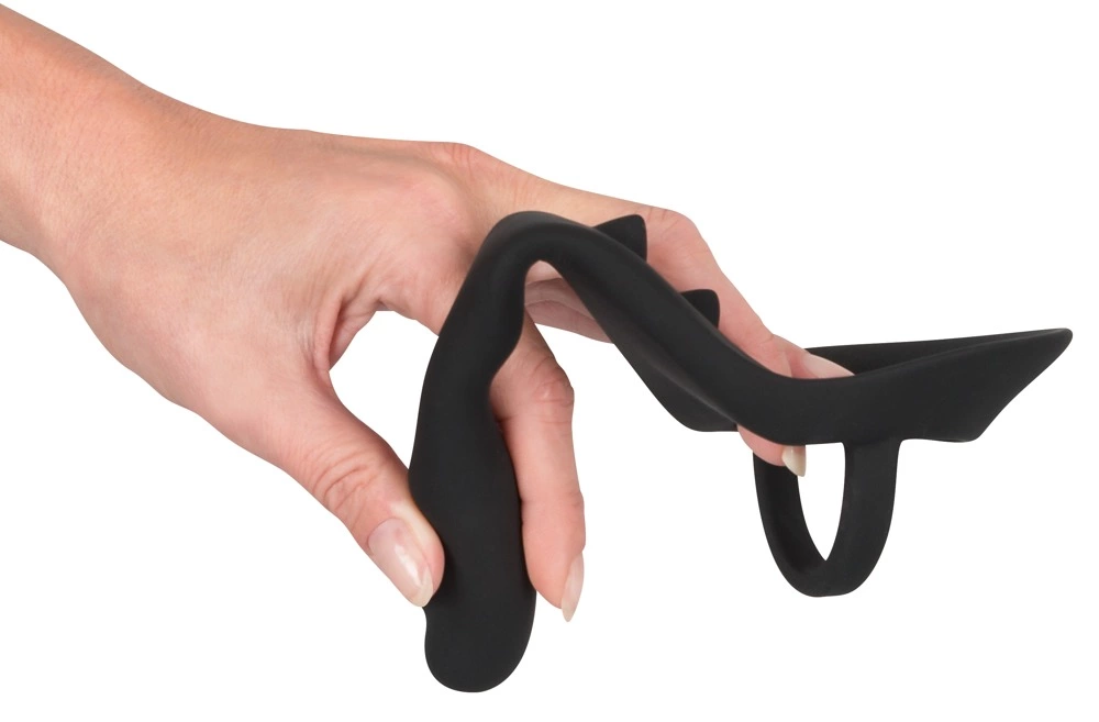 Стимулятор простаты Black Velvets Ring & Plug, 10.5 см (черный)