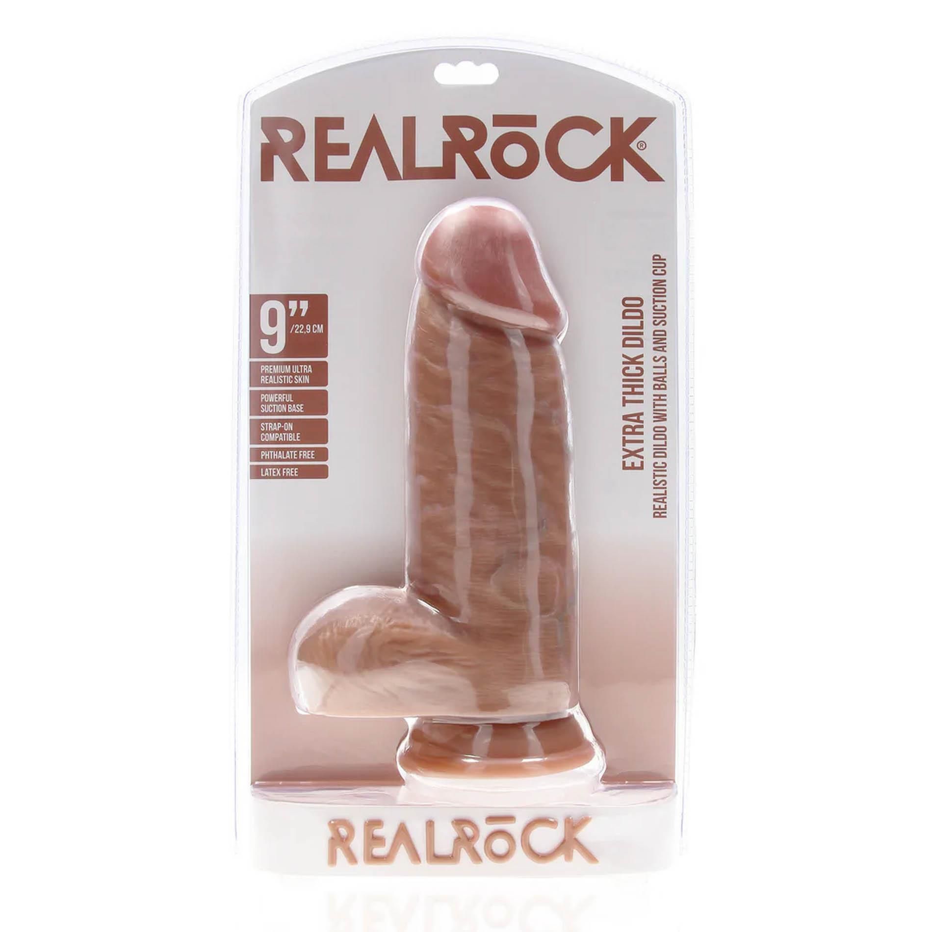 Фаллоимитатор RealRock Extra Thick, 23 см (коричневый)