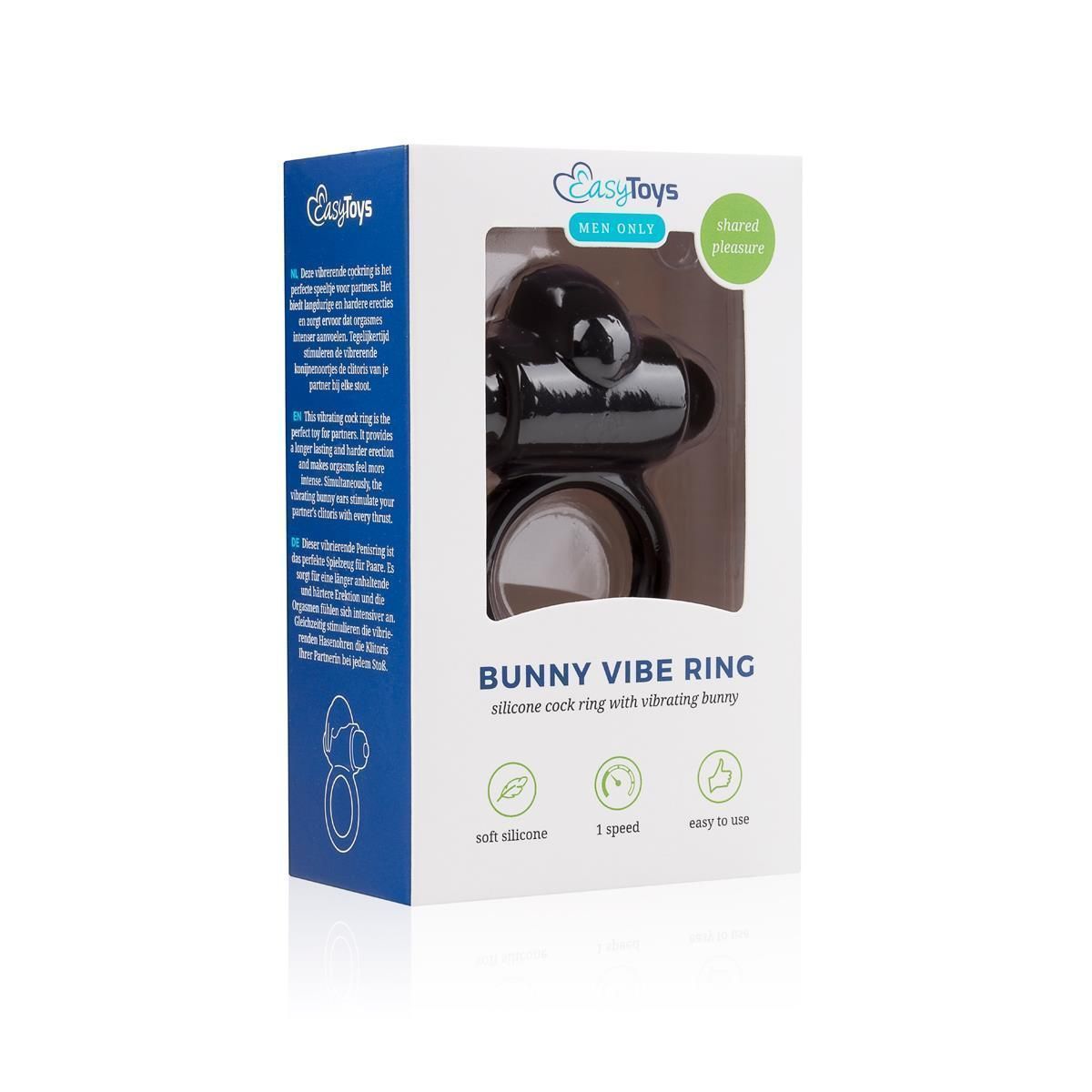 Эрекционное кольцо EasyToys Bunny Vibe Ring, 7.4 см (черный)