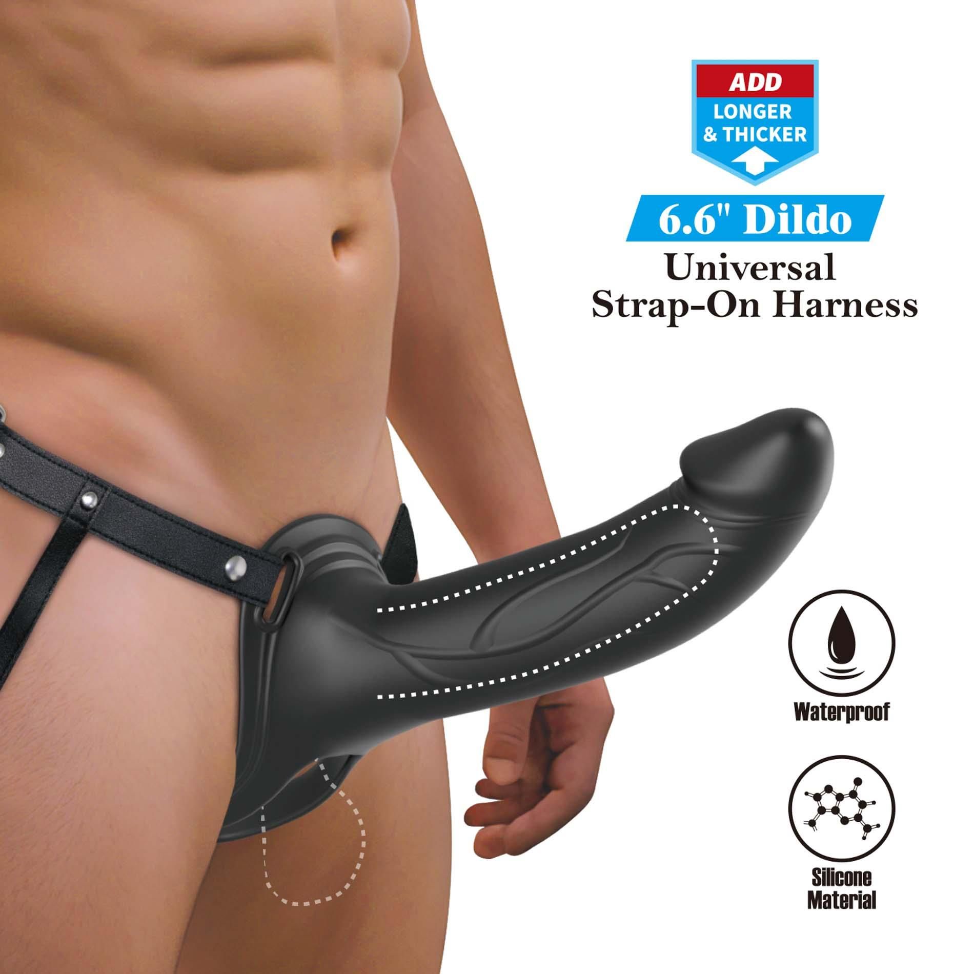 Proteza penisa Pretty Love Strap-On Harness Hollow, 25 cm (czarny)
