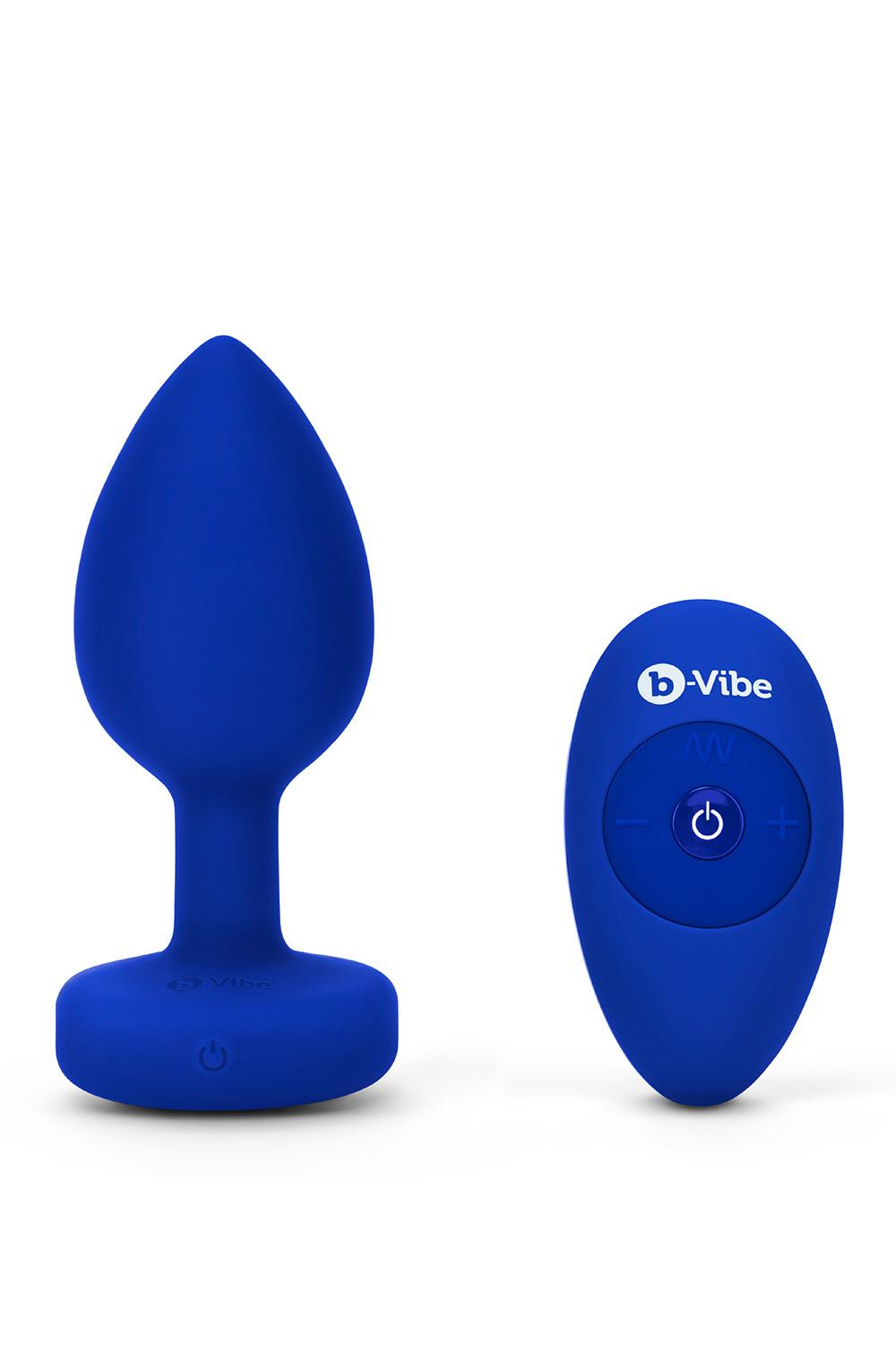 Korek analny B-Vibe Vibrating Jewel Plug L/XL, 11.1 cm (niebieski)