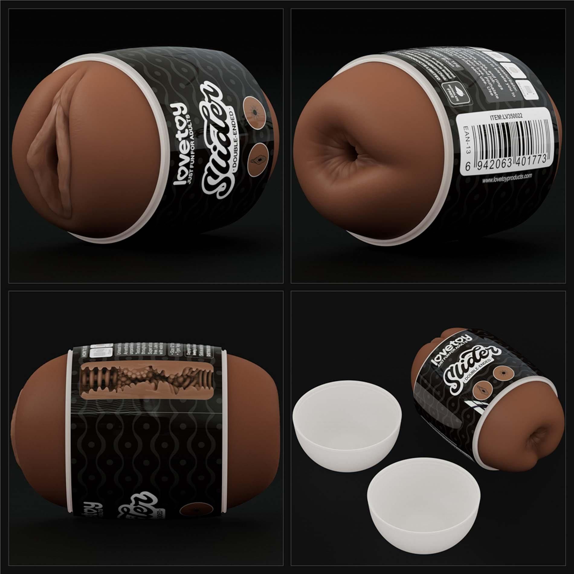 Masturbator podwójny Lovetoy Slider Double-Ended Vagina and Anus (brązowy)