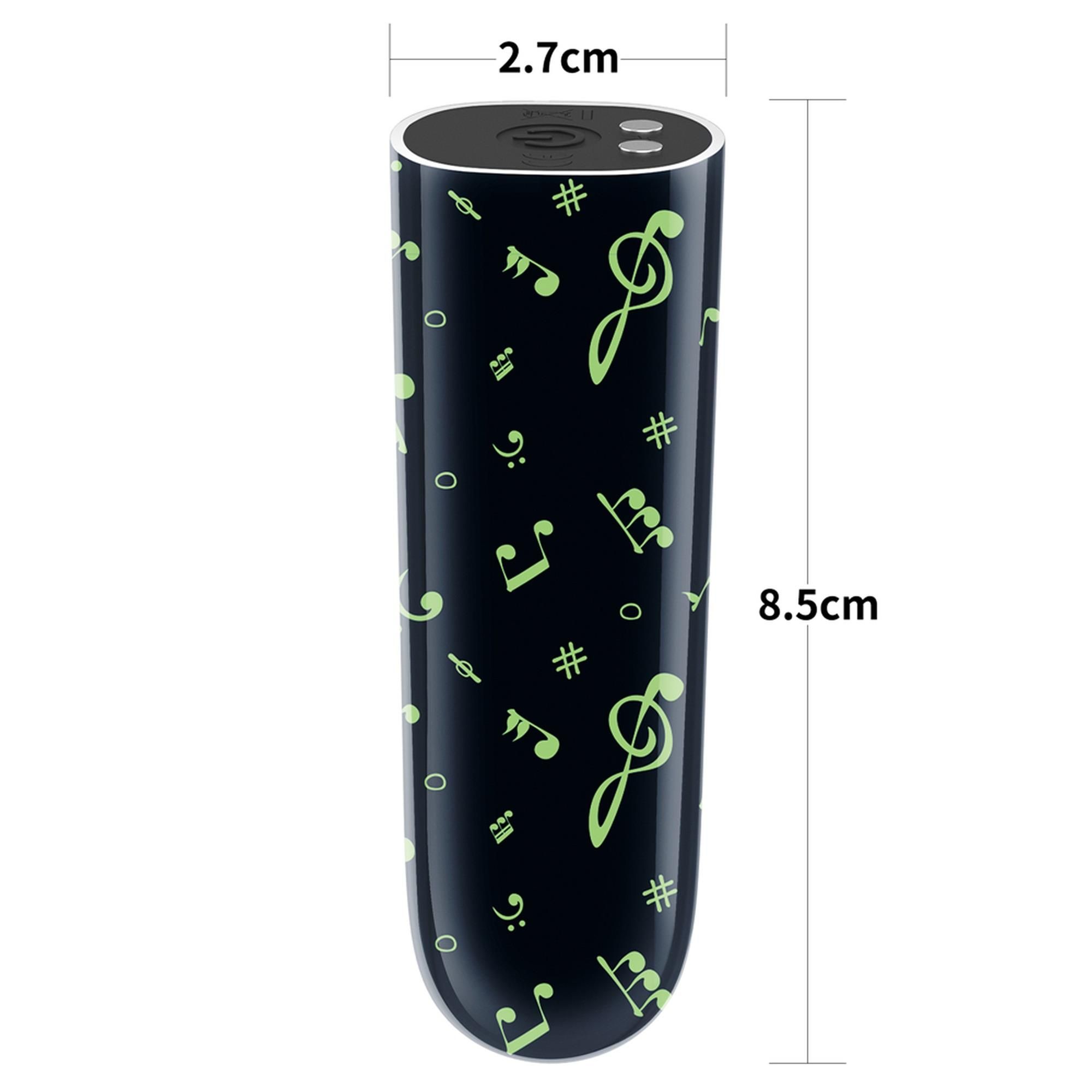 Wibrator łechtaczkowy LoveToy Music Massager Glow In The Dark, 8,5 cm (czarny)