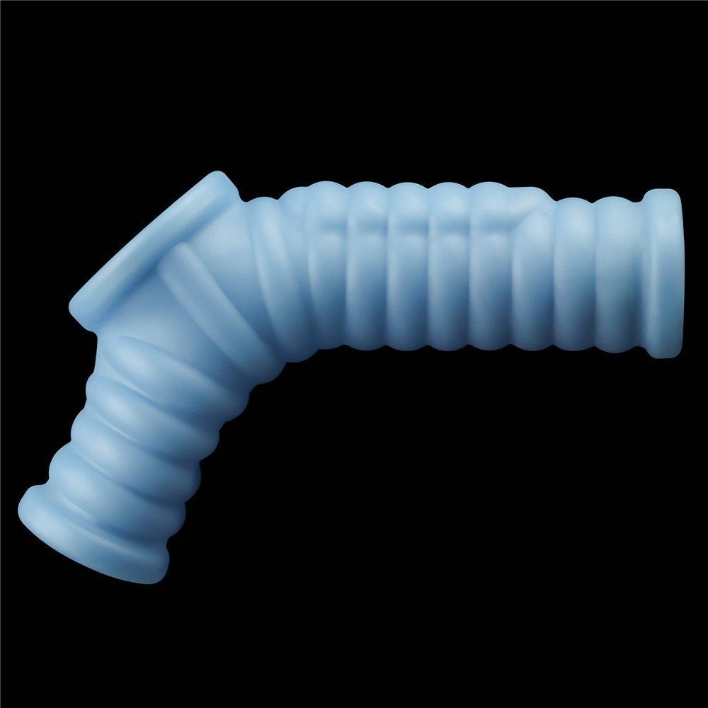 Насадка на пенис с вибрацией LoveToy Knights Ring Vibrating Wave With Scrotum Sleeve, 14,4 см (голубой)