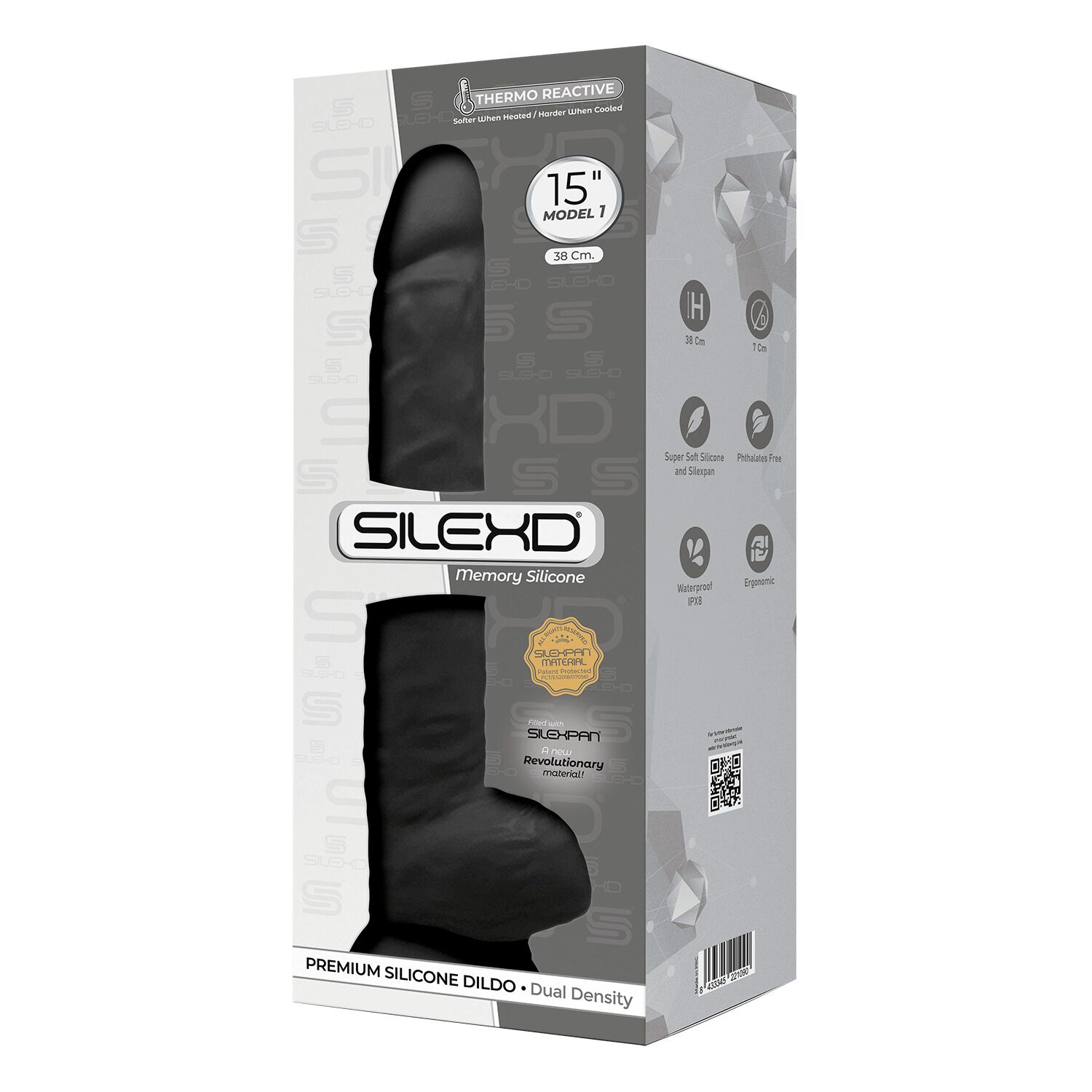 Dildo SilexD Premium Silicone Dildo Model 1 Size 15, 38 cm (czarne)