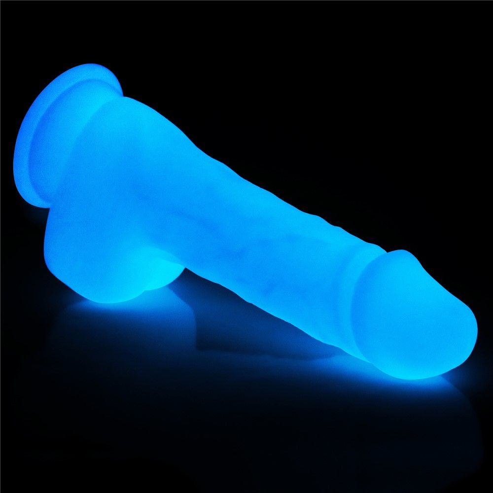 Неоновый фаллоимитатор LoveToy Lumino Play, 19,3 см (синий)