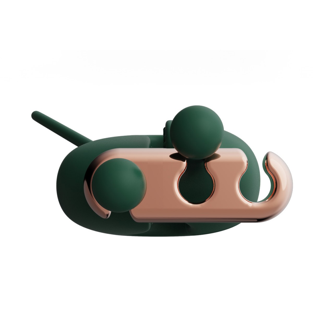 Qingnan No.2 Vibrating Nipple Clamps and Choker Set - Zaciski na sutki, Zielony, 86 cm