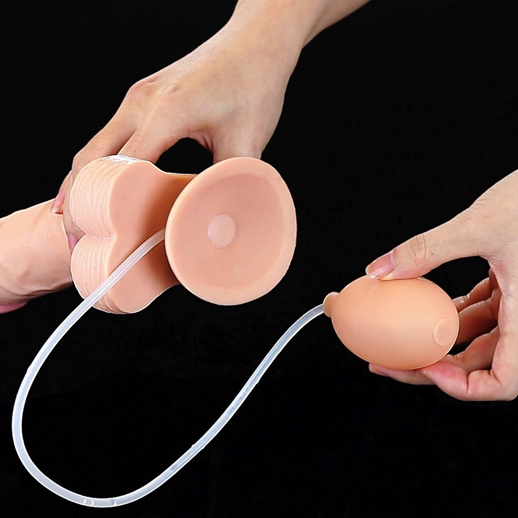 Реалистичный фаллоимитатор с эякуляцией LoveToy Soft Ejaculation, 22,9 см (телесный)