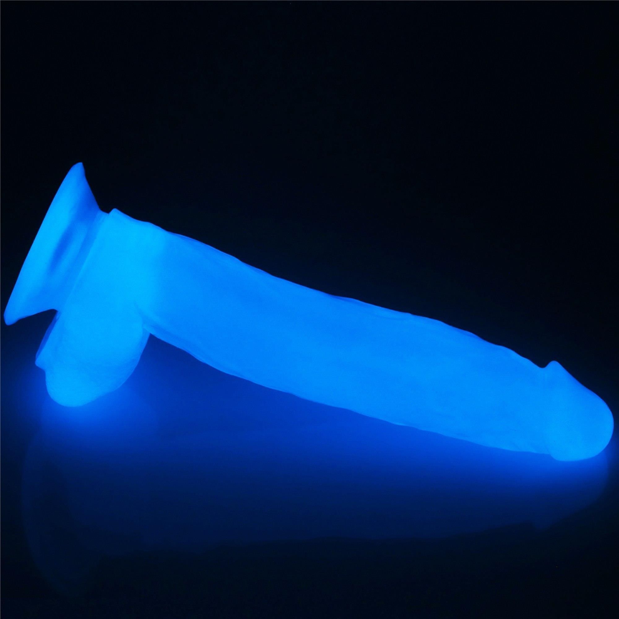 Неоновый фаллоимитатор LoveToy Lumino Play, 26 см (голубой)