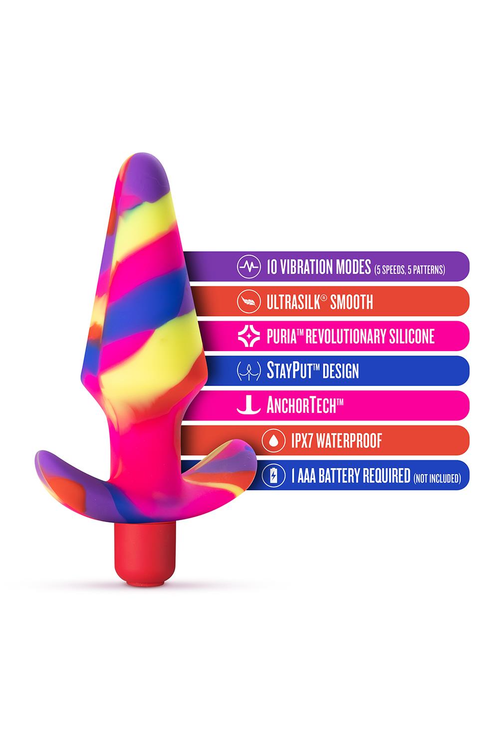 Korek analny Avant Free Spirit, 12,5 cm (tęczowy)