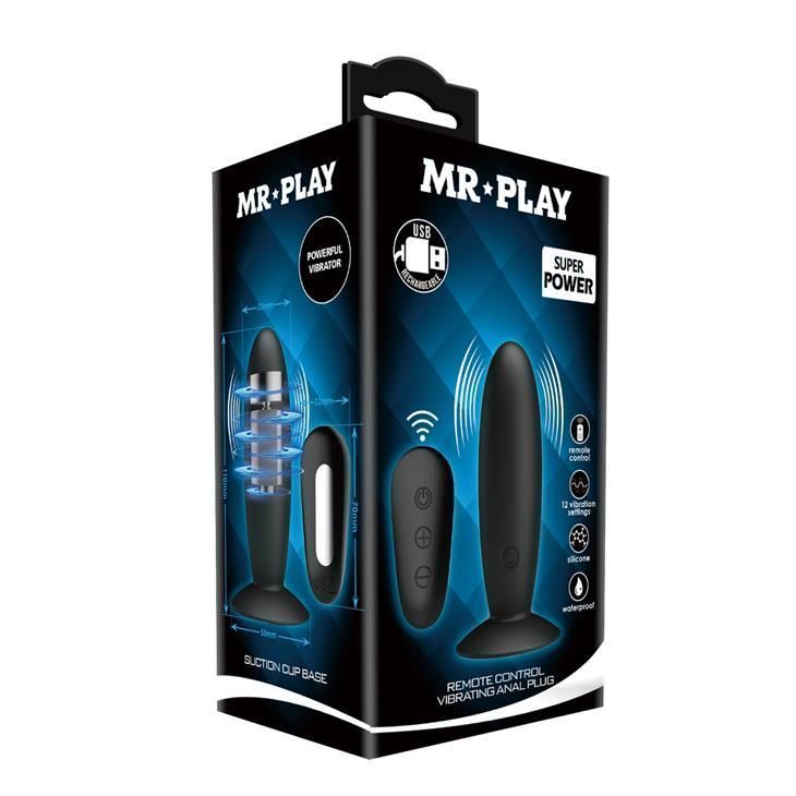 Анальна вібропробка LyBaile Mr Play Super-Smooth, 11 см (чорний)