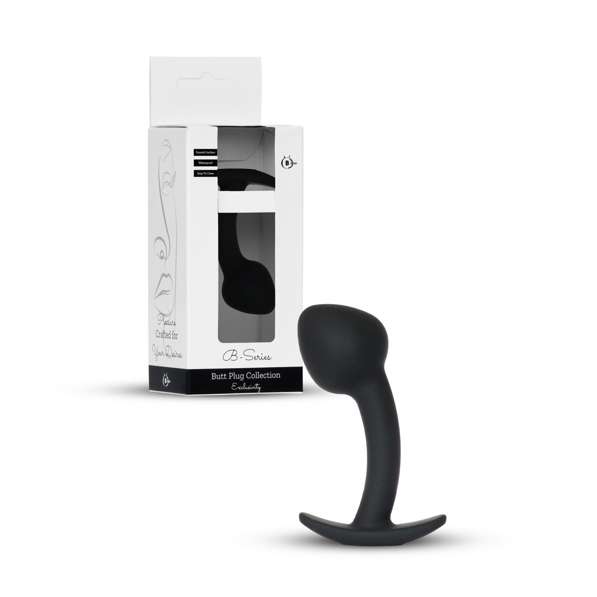 Korek analny B - Series HeavyFun Curved M, 9 cm (czarny)