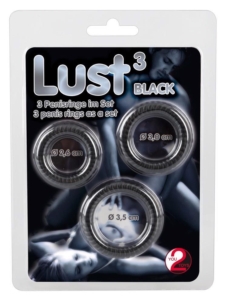 Набор эрекционных колец Lust 3 Black, 3 шт (черный)