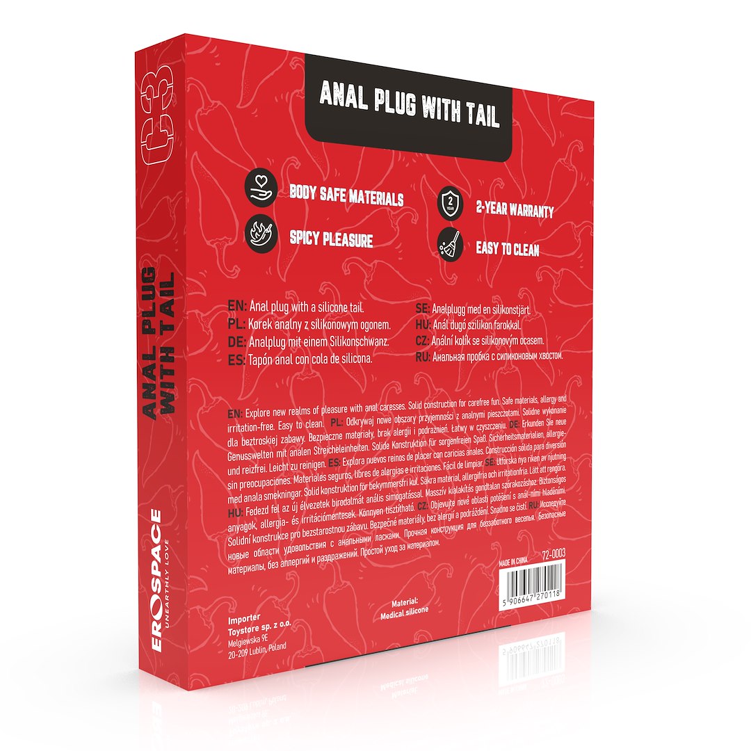 Korek analny Erospace Wild Play C3, 16,9 cm (czarny)