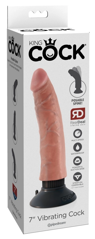 Вибратор King Cock Vibrating Cock 7 Inch, 18 см (телесный)