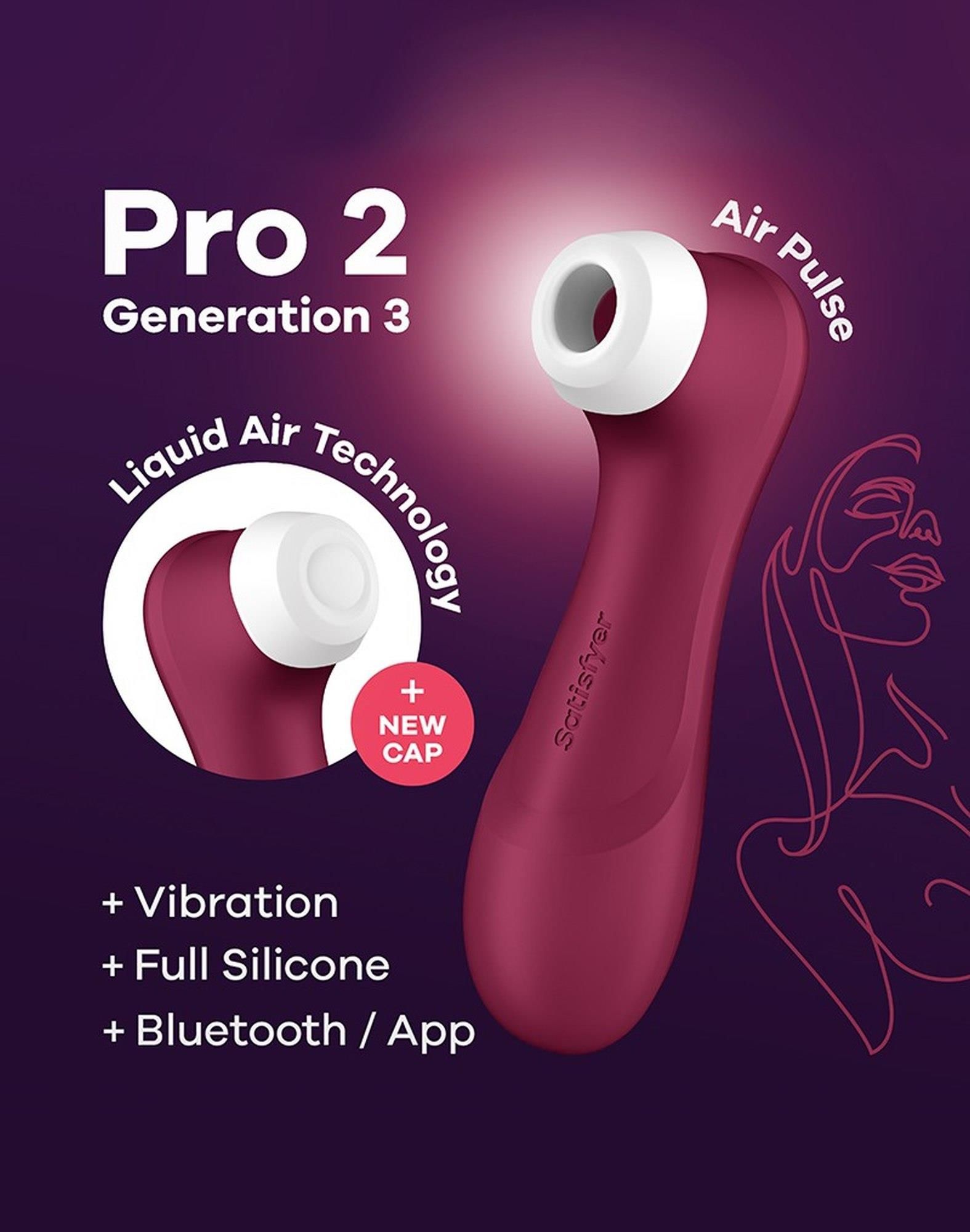 Вакуумный стимулятор клитора с вибрацией Satisfyer Pro 2 Generation 3 Connect App (бордовый)