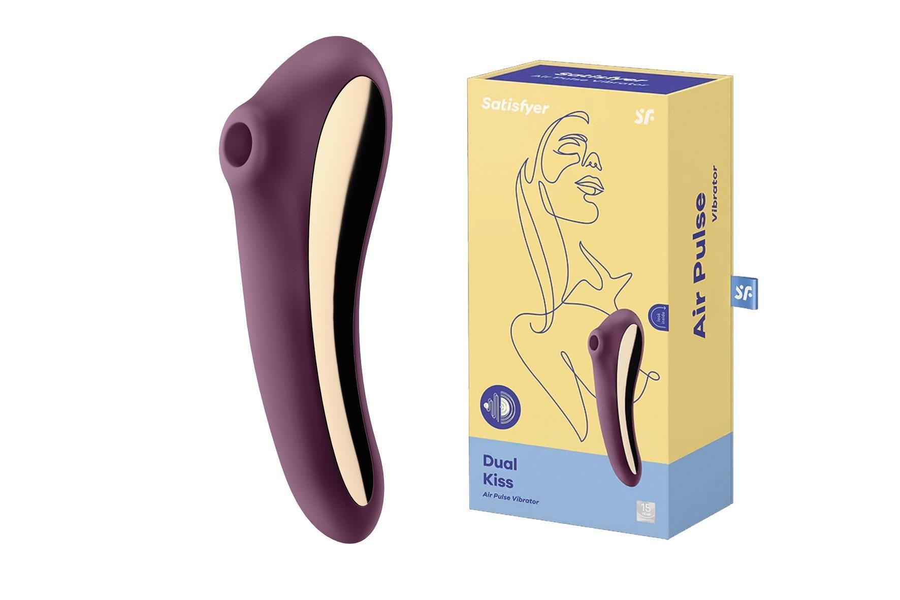 Вакуумний кліторальний стимулятор з вібрацією Satisfyer Dual Kiss (фіолетовий)