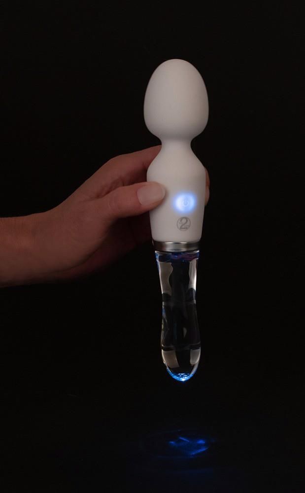 Двухсторонний стеклянный вибратор Orion Glass Vibrator 1, 21,5 см (белый)
