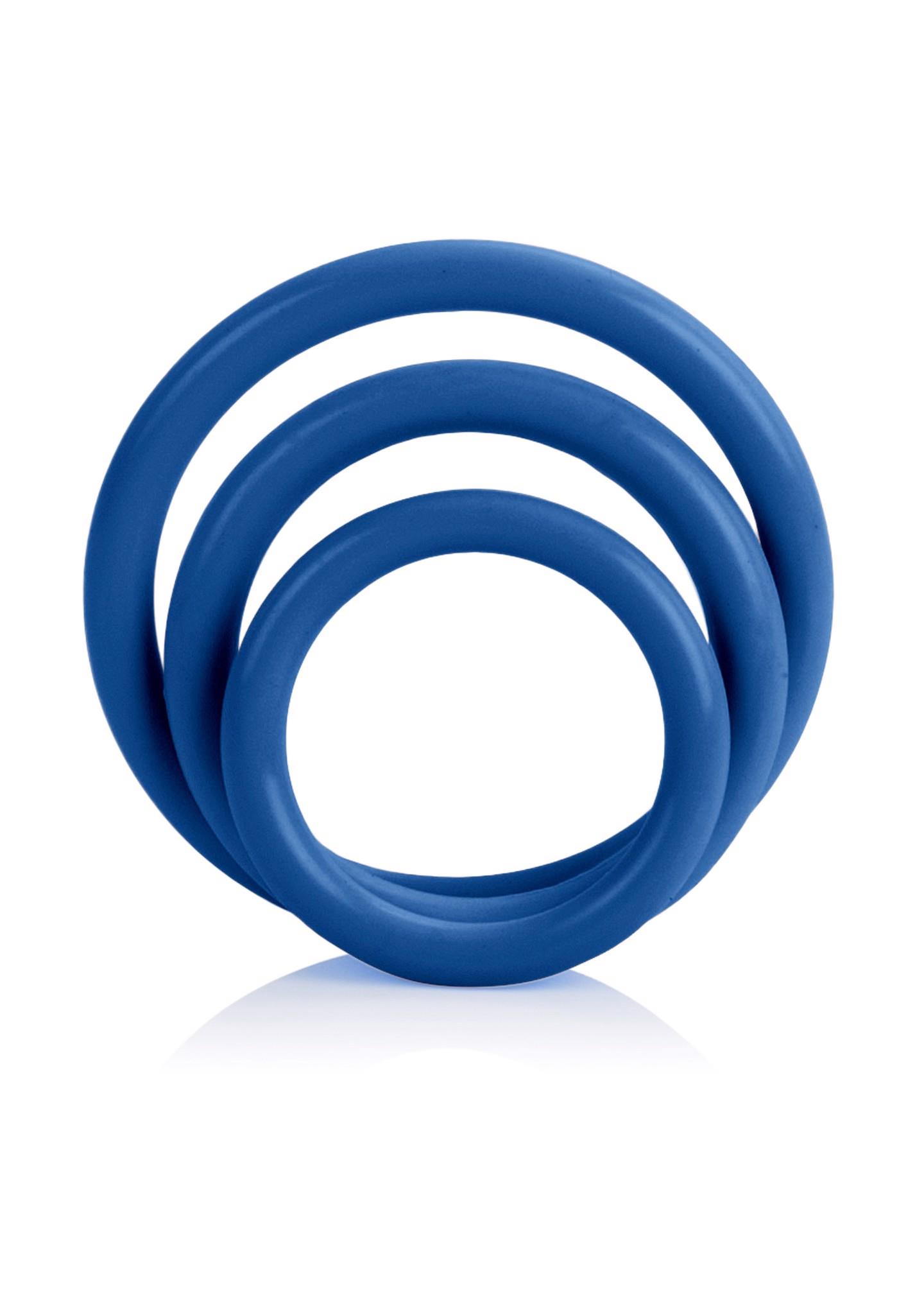 Эрекционное кольцо Calexotics Tri-Rings, 3 шт (синий)