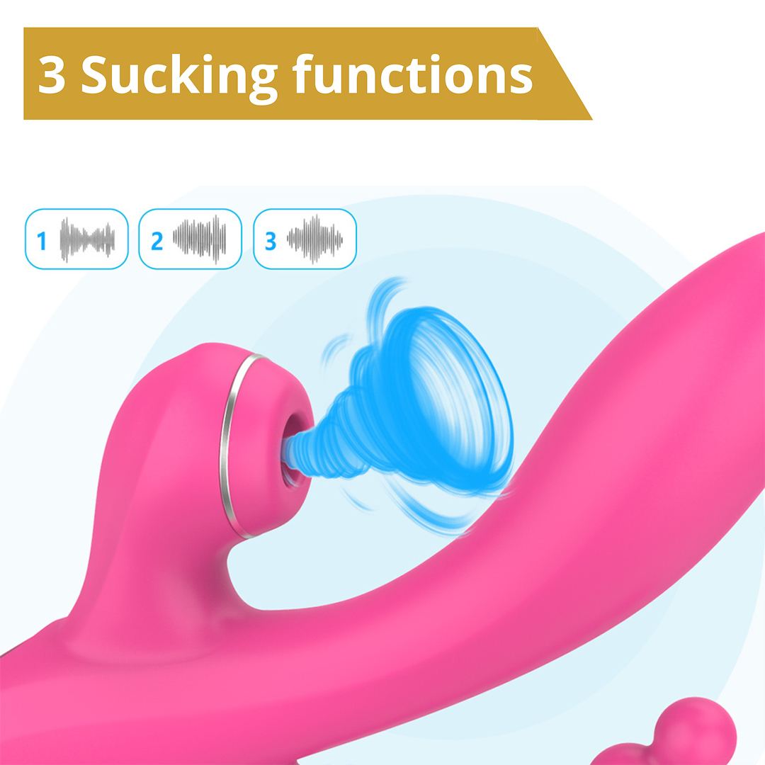 Вибратор Sweet Play Sucking Vibrator With Anal Beads A3, 20.8 см (розовый)