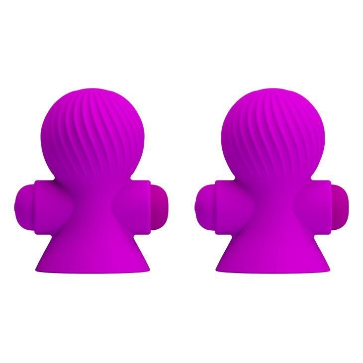 Wibrujące pompki do sutków Pretty Love Nipple Sucker, 7,2 cm (fioletowy)