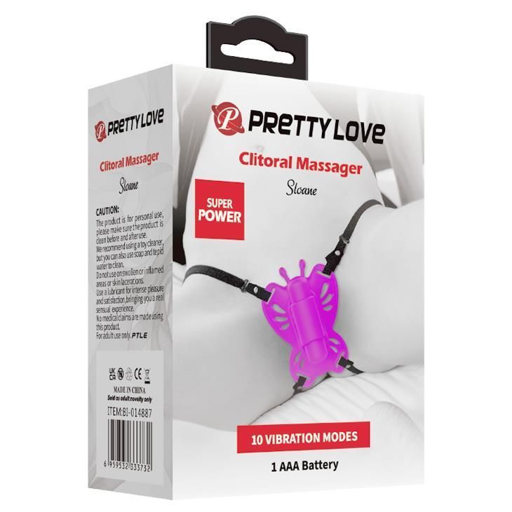 Кліторальний стимулятор Pretty Love Clitoral Massager Butterfly, 8,6 см (фіолетовий)
