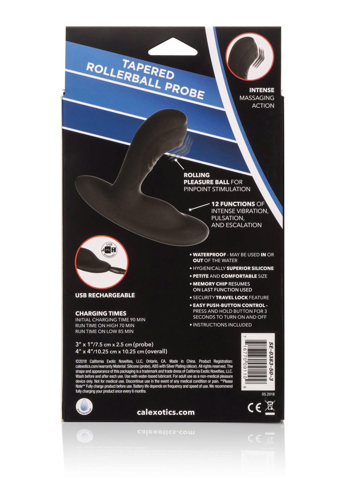 Стимулятор простаты CalExotic Eclipse Roller Ball Probe, 10,3 см (черный)