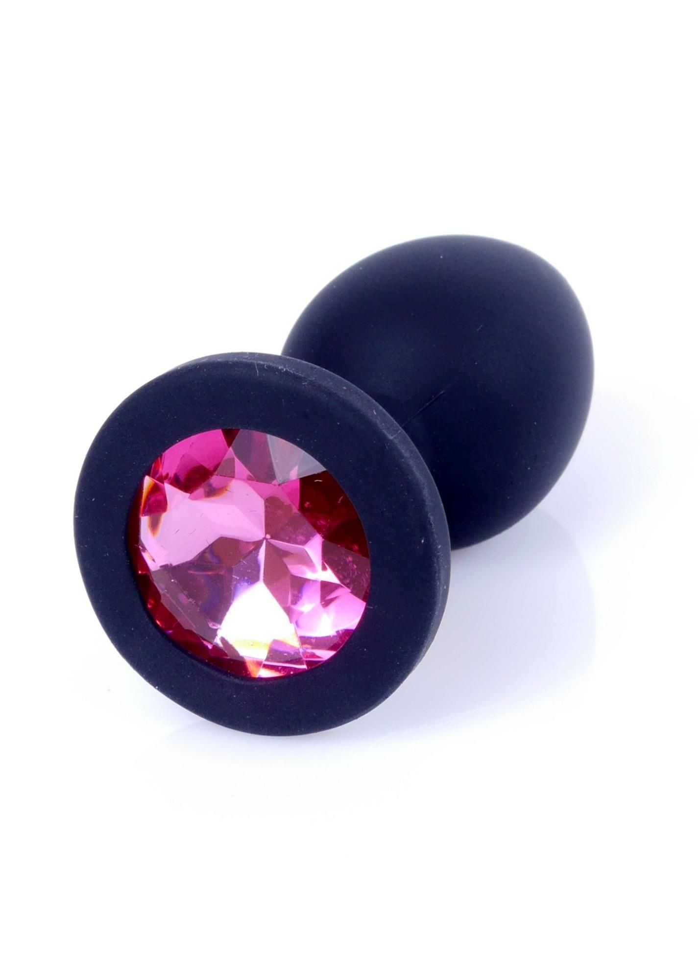 Силіконова анальна пробка з кристалом Boss Plug Jewellery, 8 см (рожевий)