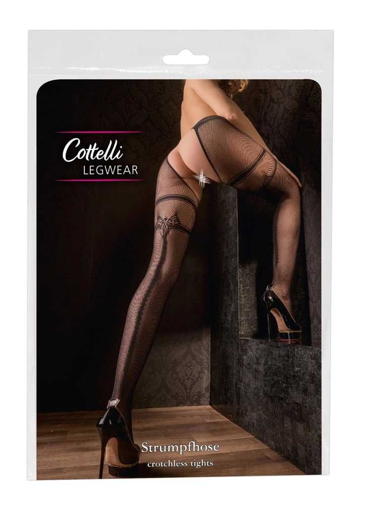 Колготки Cottelli Collection Crotchless Tights, L/XL (черный)