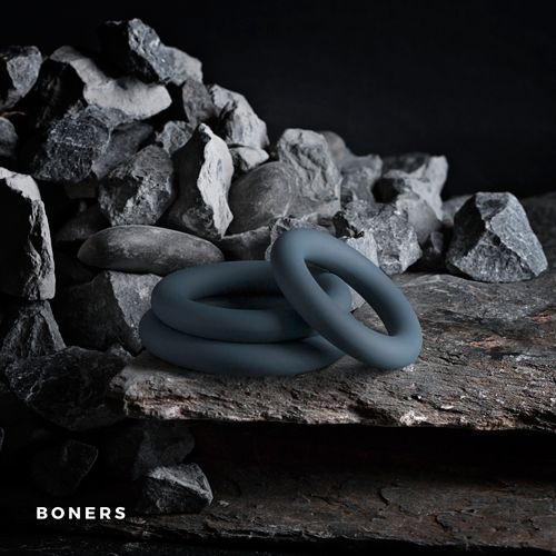 Набір ерекційних кілець Boners 3-Piece Cock Ring Set, 3 шт (сірий)